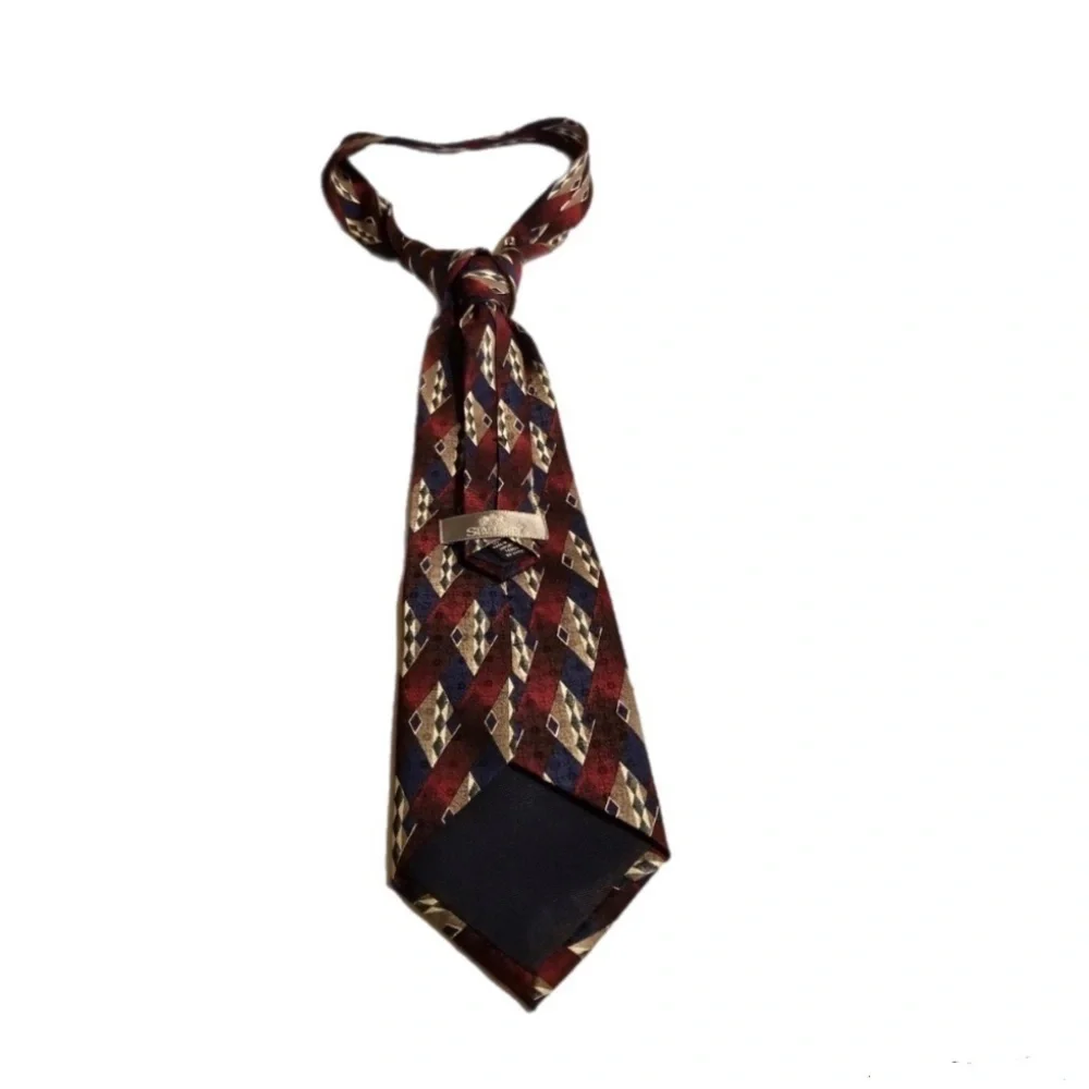 Stafford Exec Tie Woven USA Import Silk Tipped Bar & Slip String Red Blue 54